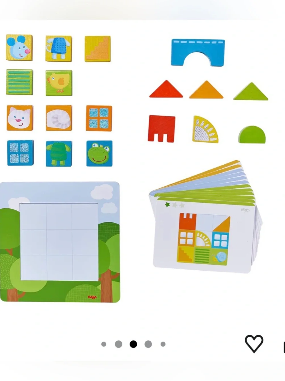 HABA Animal Squares Chunky Wooden Puzzle - Blue, Green, Yellow, Orange